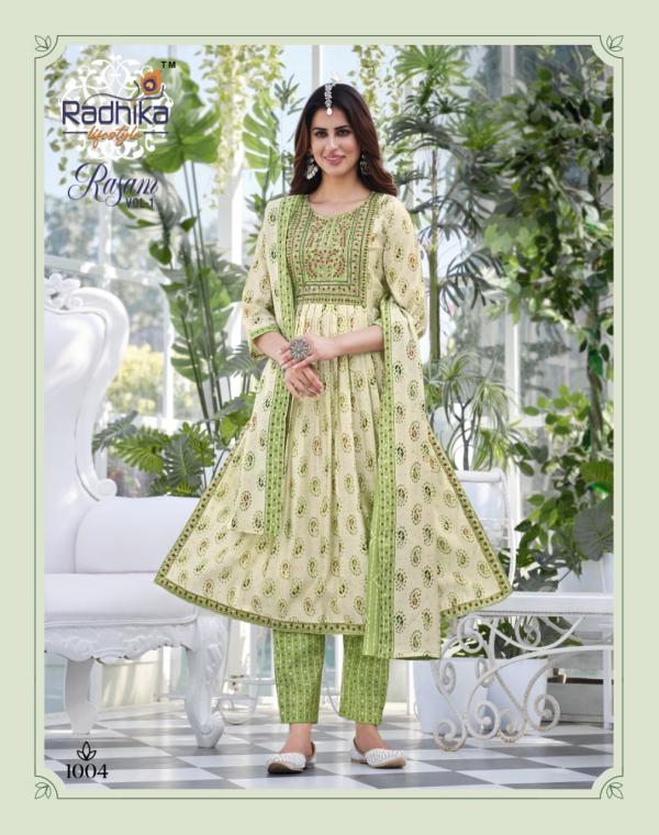 Radhika Rasam Vol 1 Festive Wear Rayon Kurti Pant With Dupatta Collection